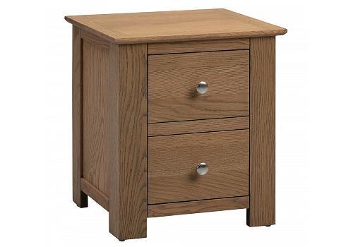 Smoked oak 2 drawer bedside cabinet. Solid oak. No assembly required! 1